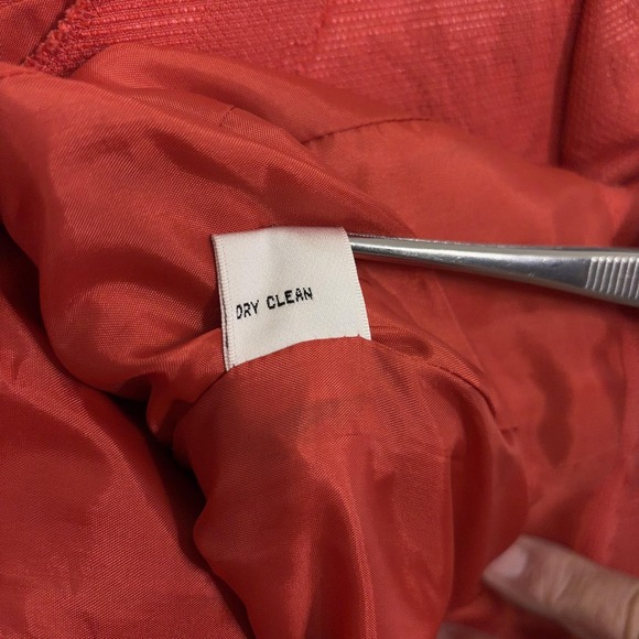 Talbots Blazer Womens 10 Petites Red Floral Collarless Jacket Dressy Feminine - Picture 12 of 13